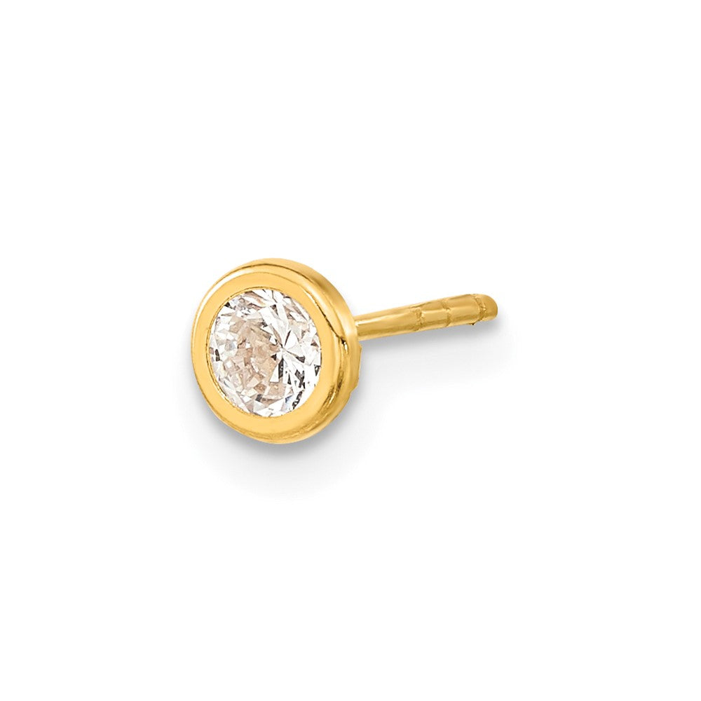 Single 14K Polished Circle Bezel with CZ Post Earring