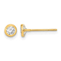14K Polished Circle Bezel with CZ Post Earrings