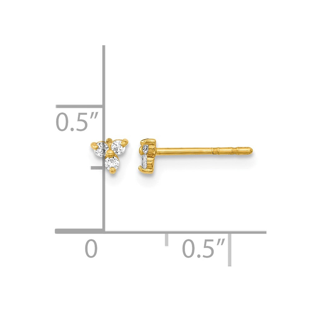 14K Polished CZ Triangle Post Earrings