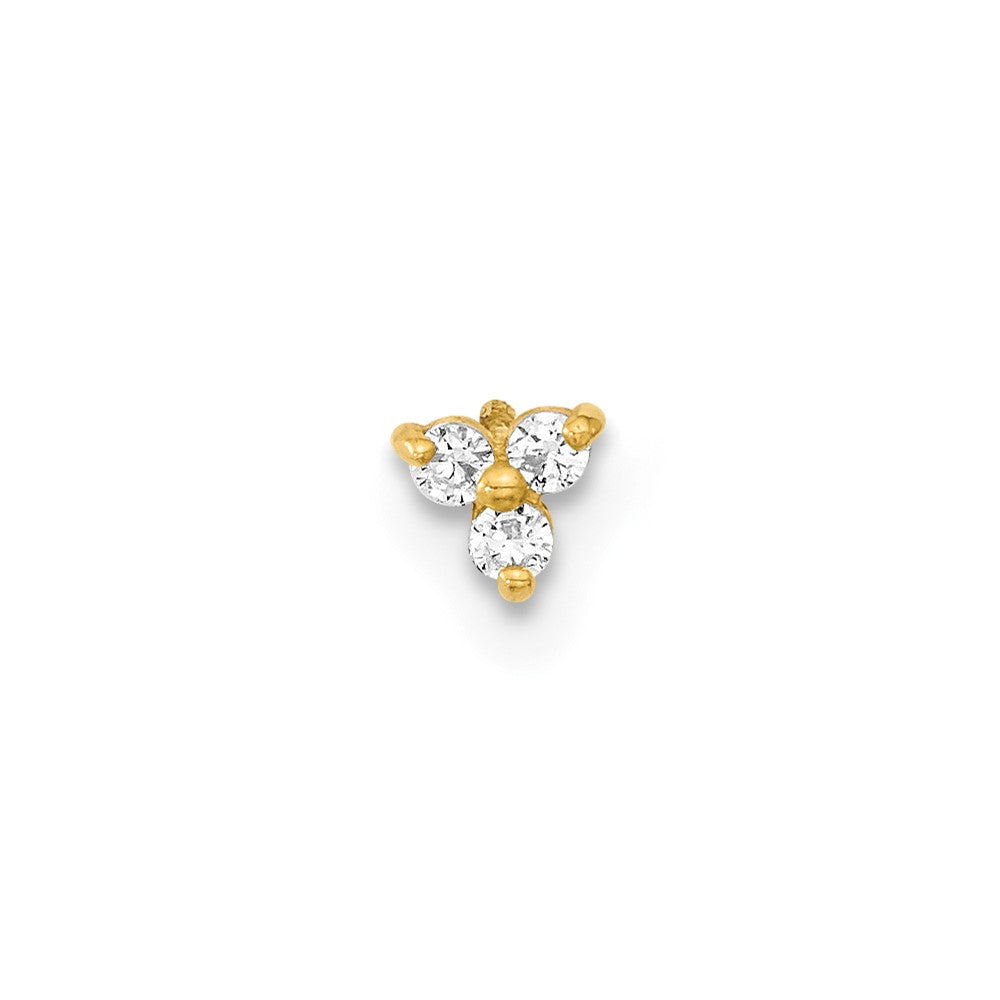 Single 14K Polished CZ Triangle Post Earring