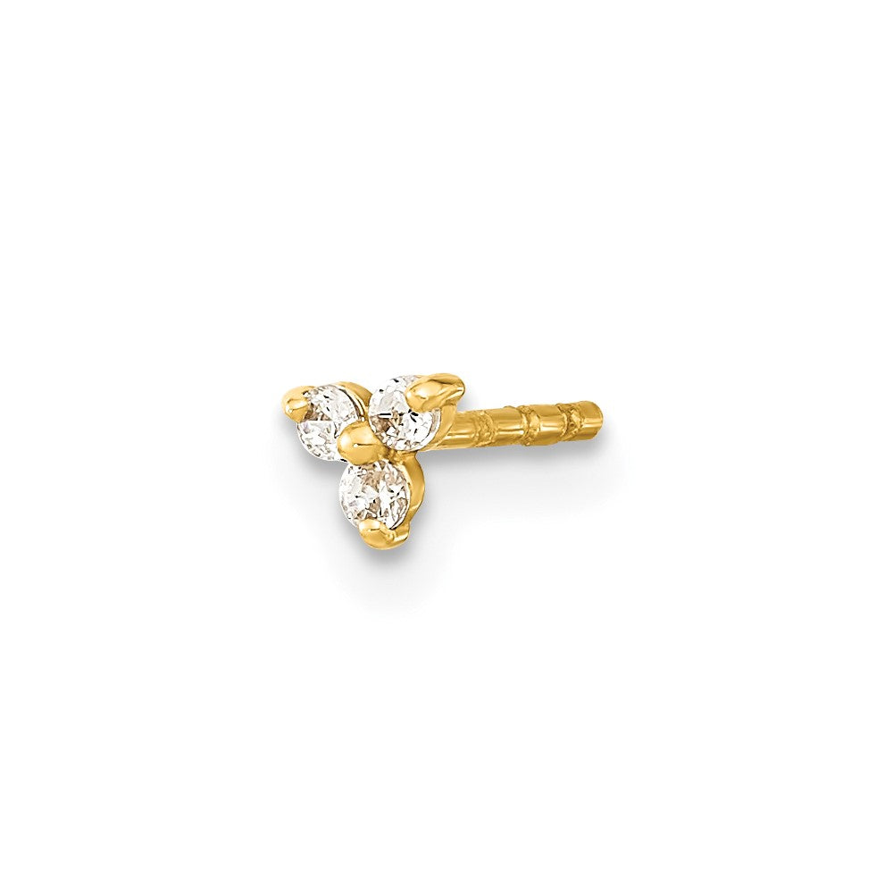 Single 14K Polished CZ Triangle Post Earring