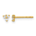 14K Polished CZ Triangle Post Earrings