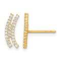 14K Polished Curved Bar CZ Post Earrings