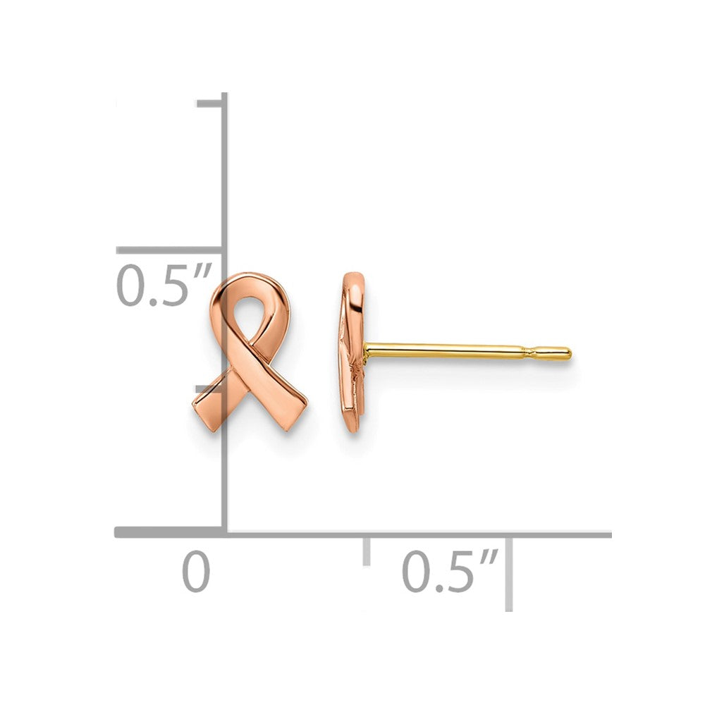14k Two-tone Rose & Yellow Post Awareness Ribbon Yellow Gold Post Earrings