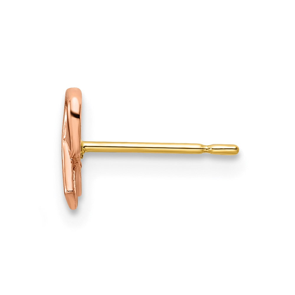 Single 14k Two-tone Rose & Yellow Post Awareness Ribbon Yellow Gold Post Ea
