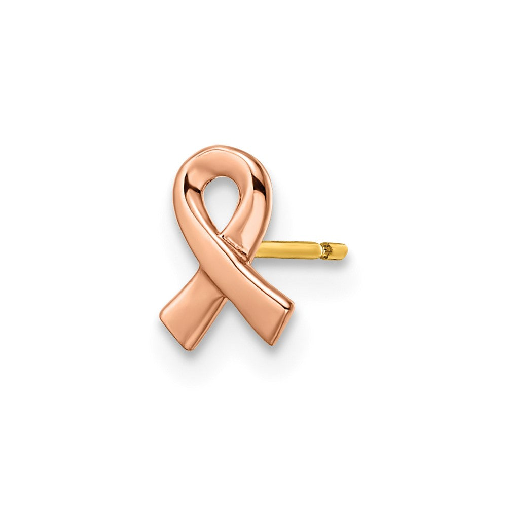Single 14k Two-tone Rose & Yellow Post Awareness Ribbon Yellow Gold Post Ea