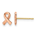 14k Two-tone Rose & Yellow Post Awareness Ribbon Yellow Gold Post Earrings