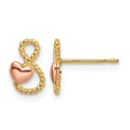 14k Two-tone Heart Post Earrings