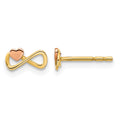 14K Two-tone Infinity with Heart Post Earrings