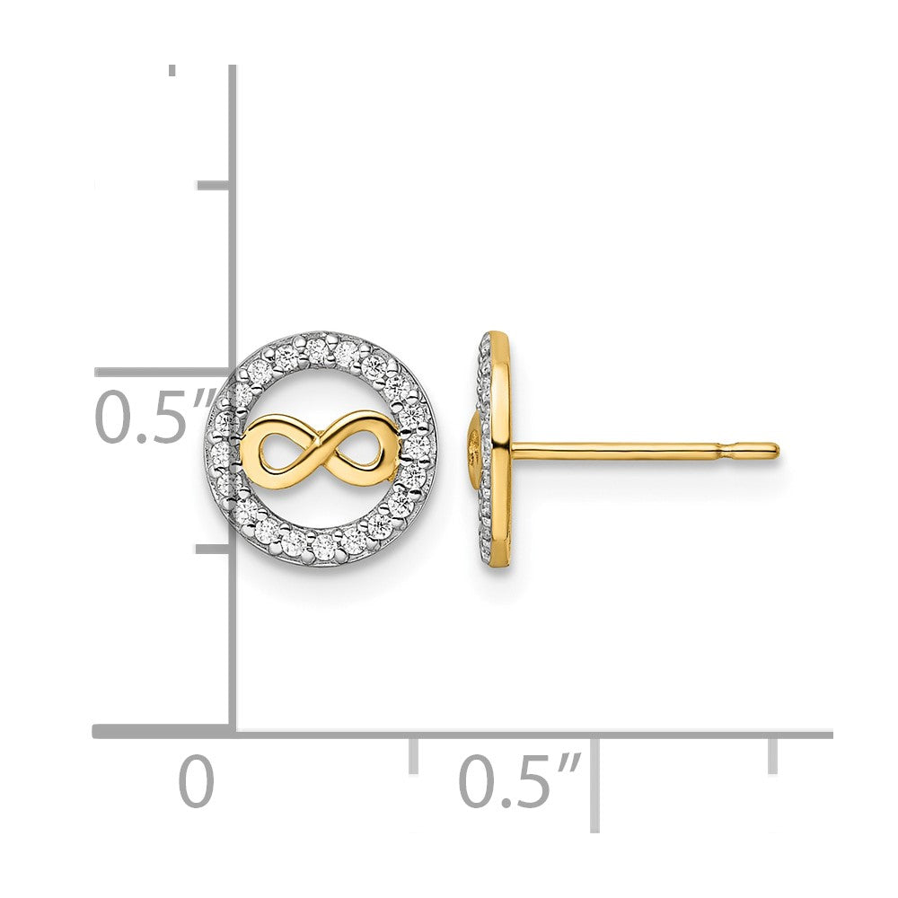 14k CZ Infinity Symbol Post Earrings