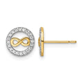 14k CZ Infinity Symbol Post Earrings