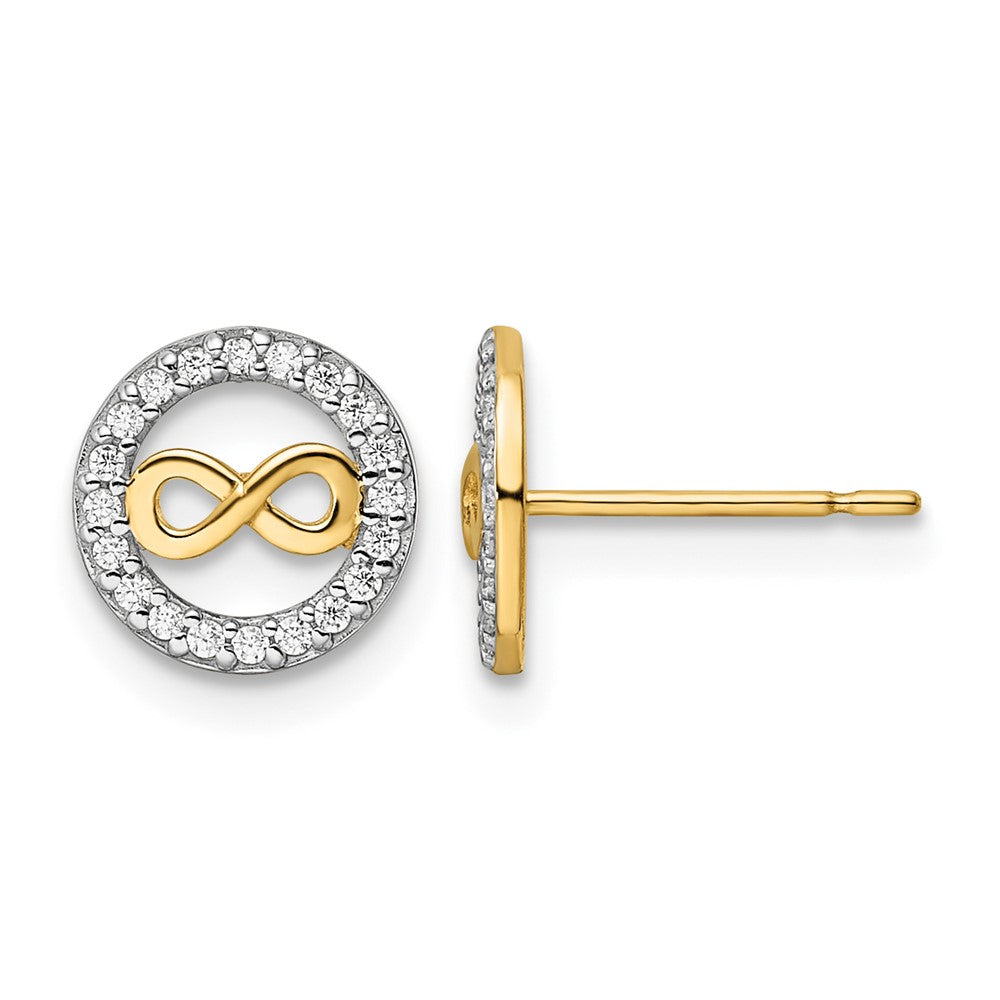 14k CZ Infinity Symbol Post Earrings