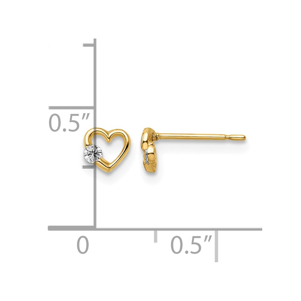 14k CZ Heart Post Earrings