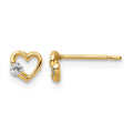 14k CZ Heart Post Earrings