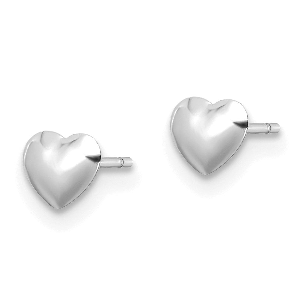 14K White Gold Polished Heart Post Stud Earrings