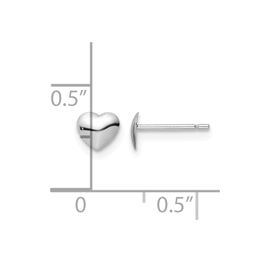 14K White Gold Polished Heart Post Stud Earrings
