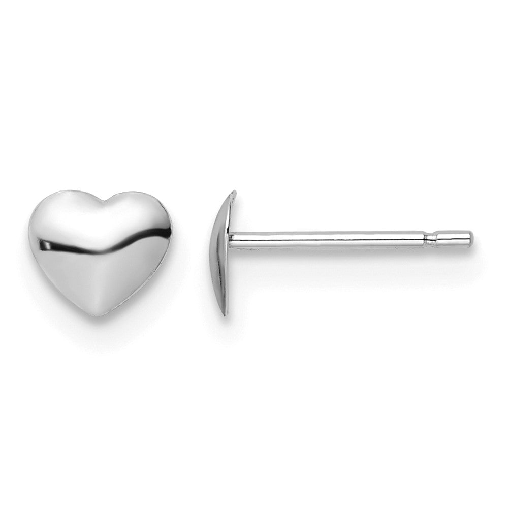 14K White Gold Polished Heart Post Stud Earrings