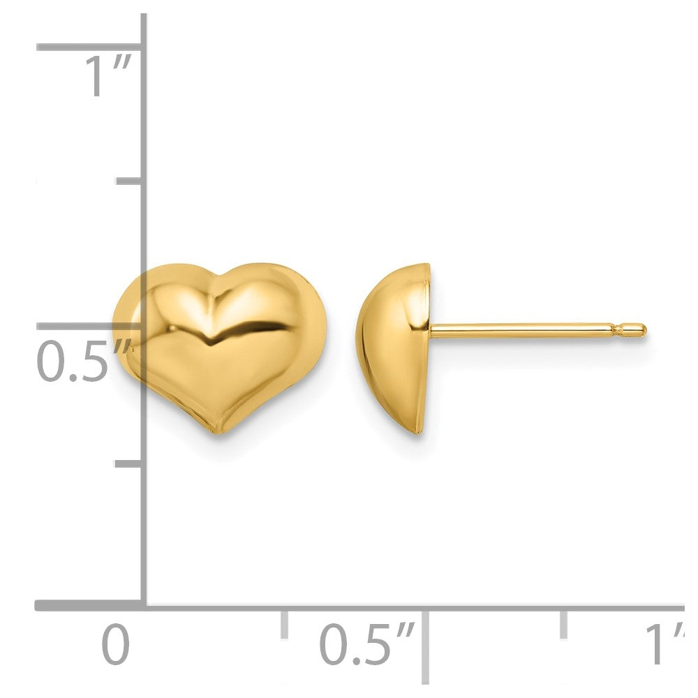 14k Polished Puffed Heart Post Earrings