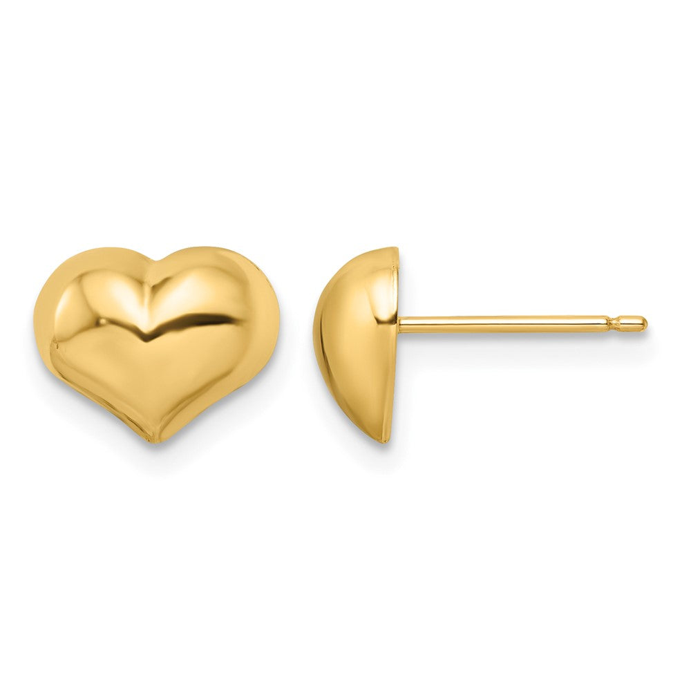 14k Polished Puffed Heart Post Earrings