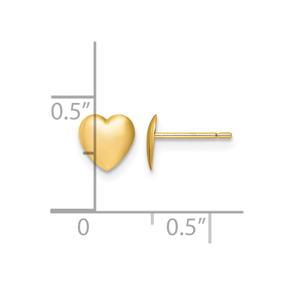 14K Polished Heart Post Earrings