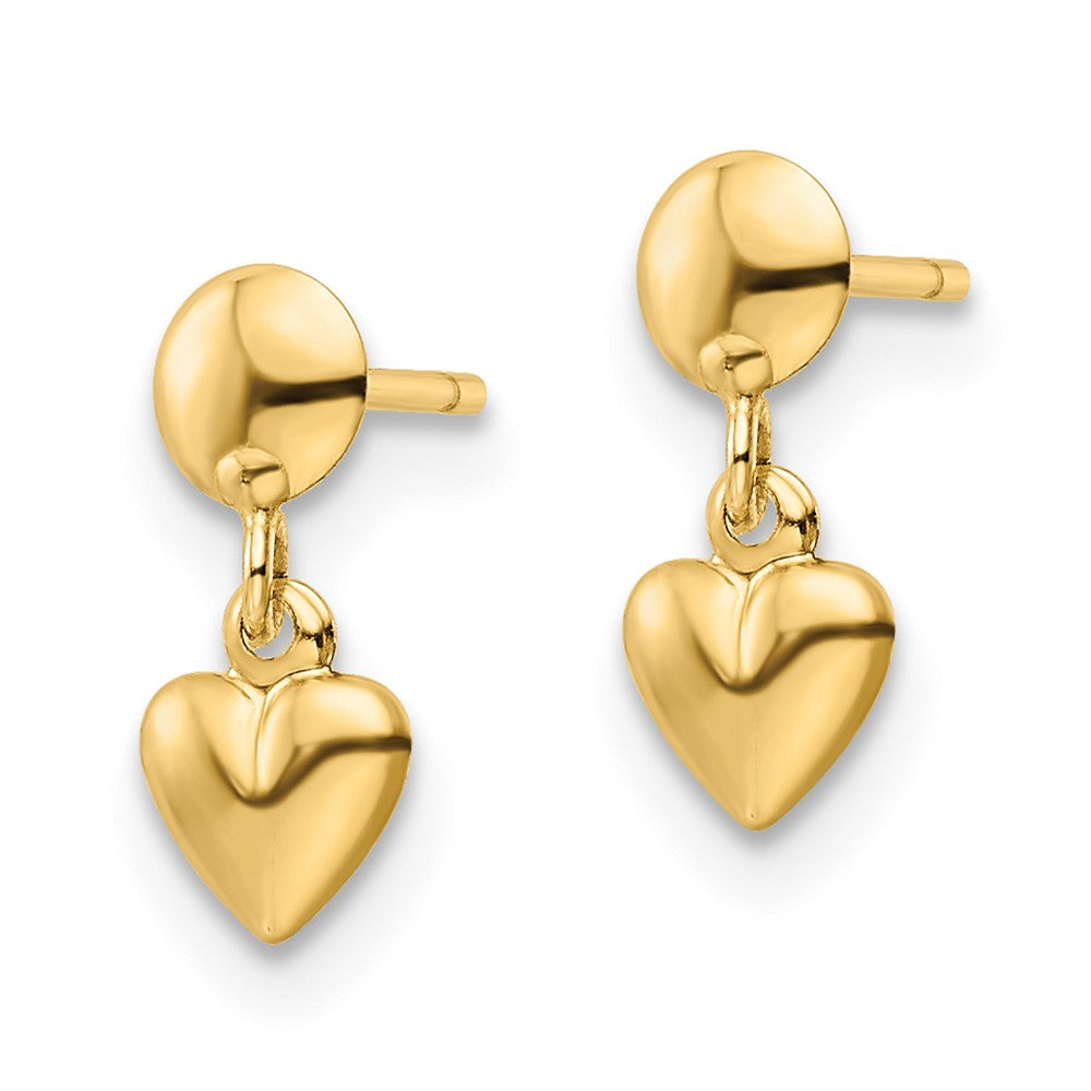 14K Polished Heart Post Dangle Earrings