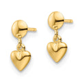 14K Polished Heart Post Dangle Earrings