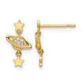 14k CZ Saturn & Stars Dangle Post Earrings