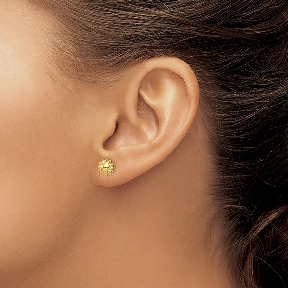 14k Polished Sun w/Enameled Back Post Earrings