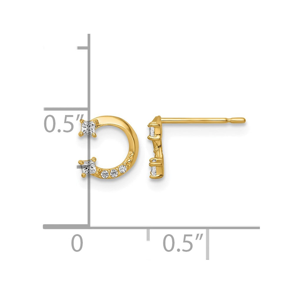 14k CZ Horseshoe Post Earrings