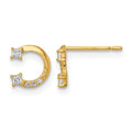 14k CZ Horseshoe Post Earrings