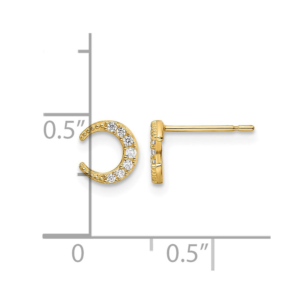 14k CZ Moon Post Earrings
