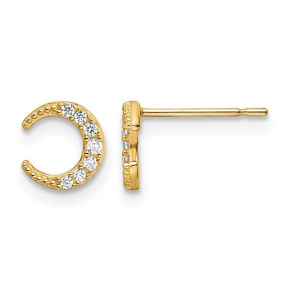 14k CZ Moon Post Earrings