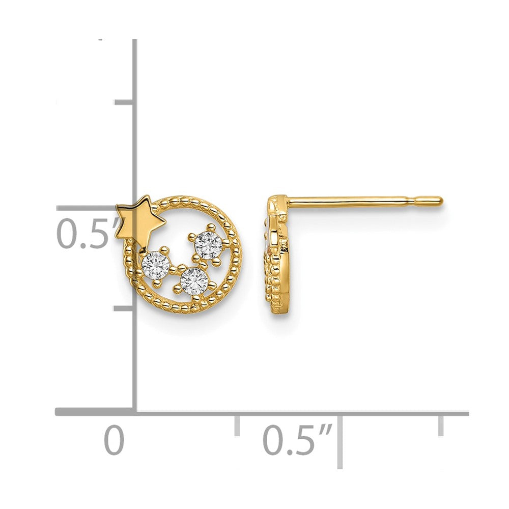 14k CZ Stars Post Earrings