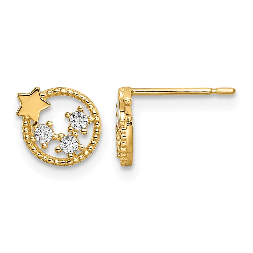 14k CZ Stars Post Earrings