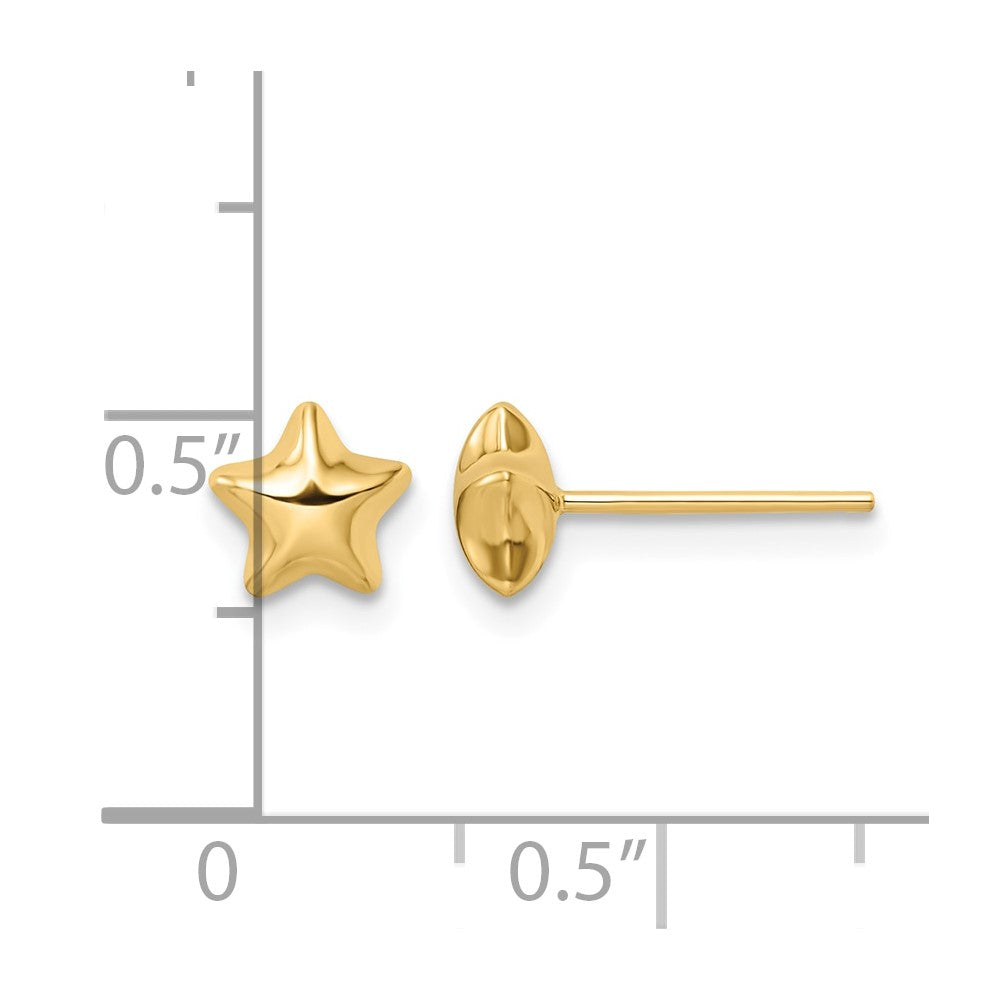 14k Polished Small Puffed Star Post Earrings