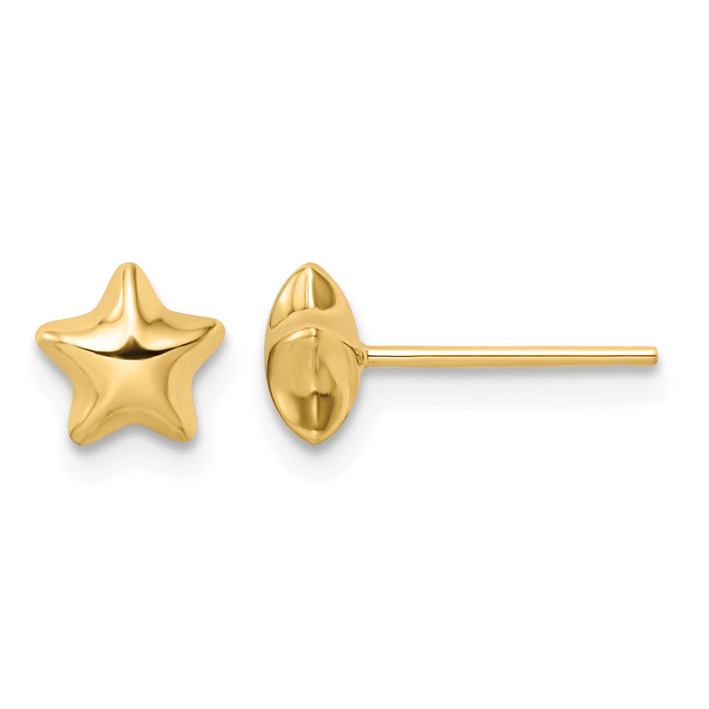 14k Polished Small Puffed Star Post Earrings