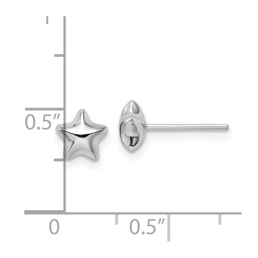 14k White Polished Small Puffed Star Post Earrings