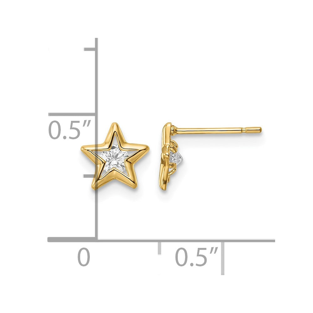 14k CZ Star Post Earrings