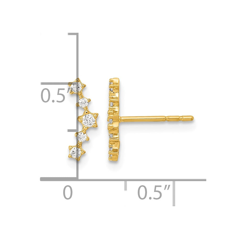 14K Polished Fancy CZ Post Earrings