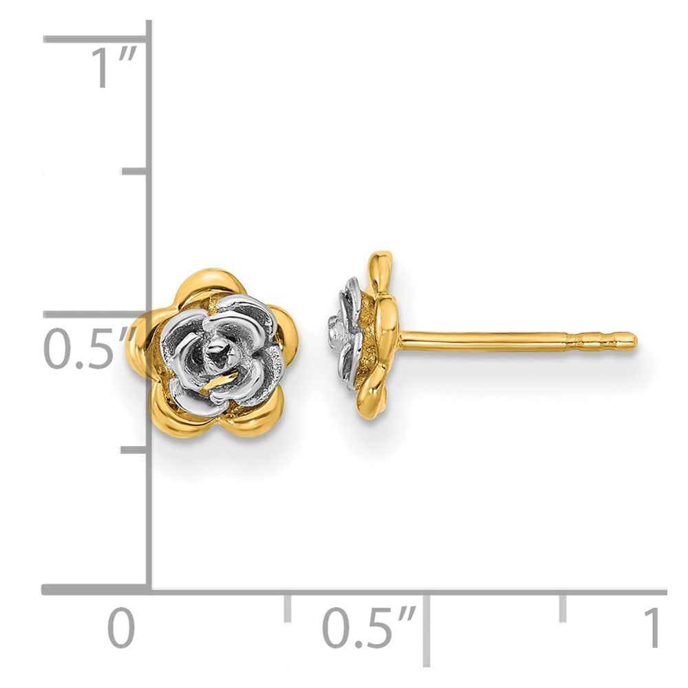 14K Two-tone Flower Post Earrings