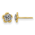 14K Two-tone Flower Post Earrings
