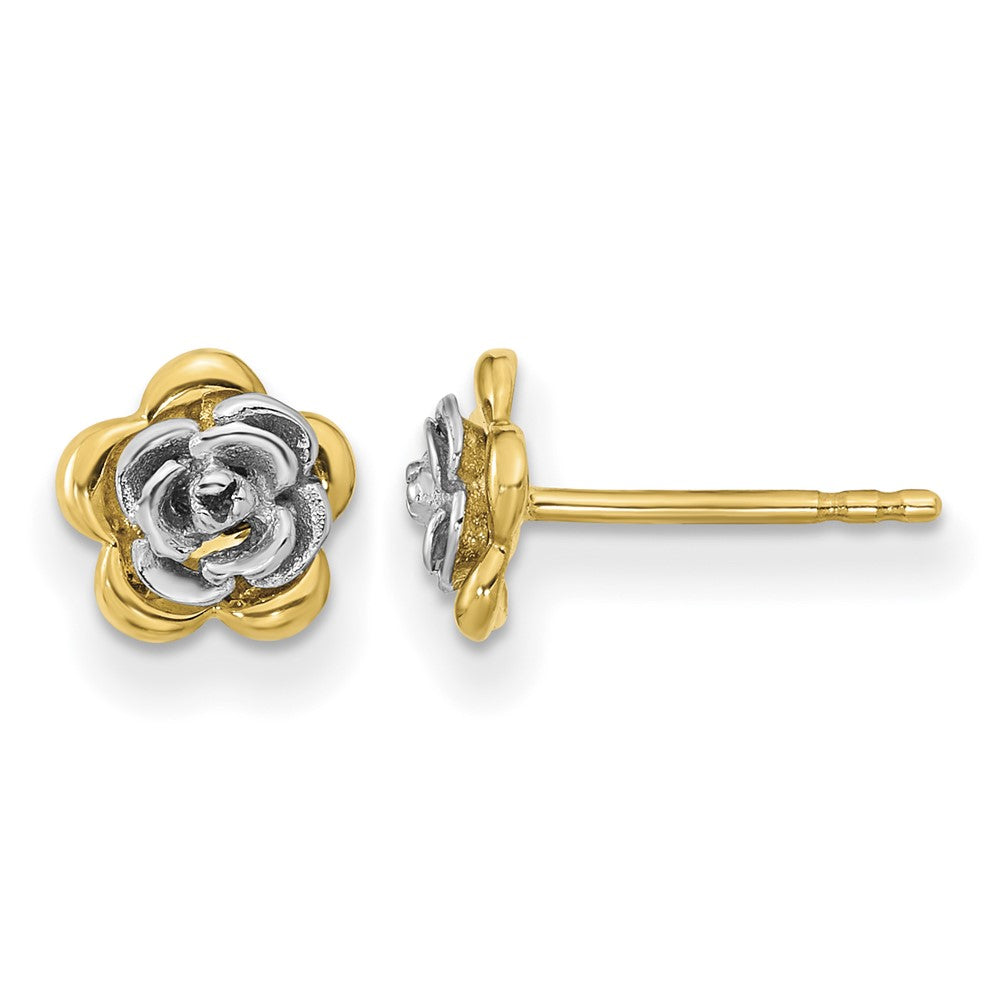 14K Two-tone Flower Post Earrings