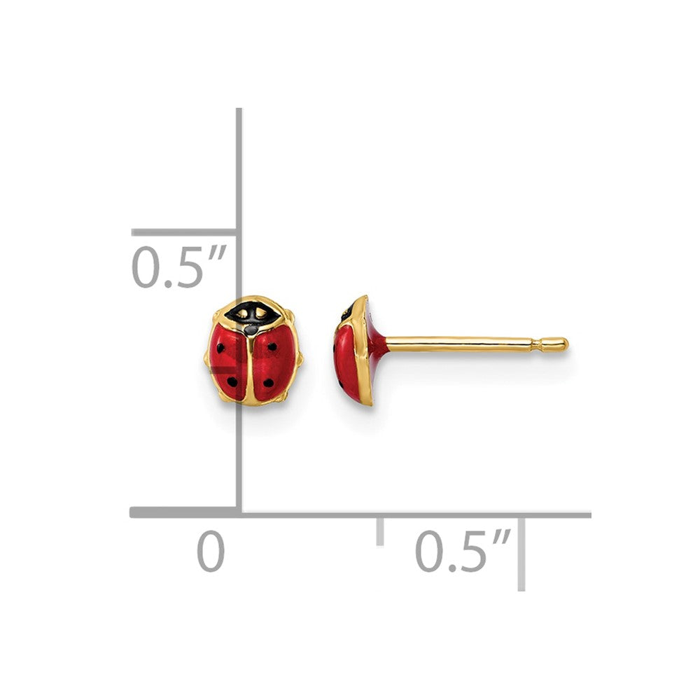 14k Polished Enameled Small Ladybug Post Earrings