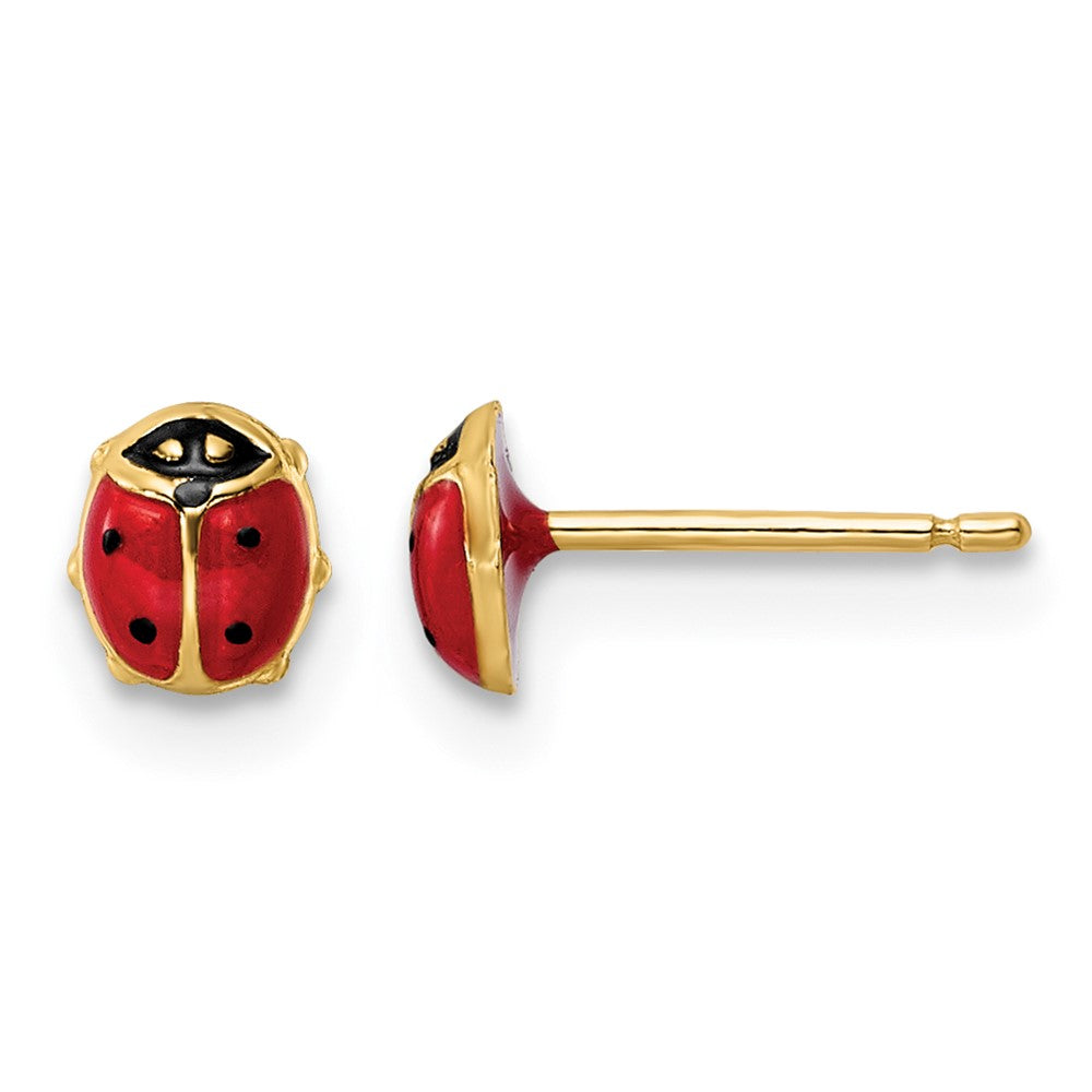 14k Polished Enameled Small Ladybug Post Earrings