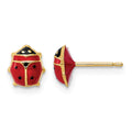 14k Polished Enameled Medium Ladybug Post Earrings