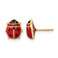 14k Polished Enameled Large Ladybug Post Earrings