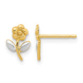 14K and Rhodium Flower Post Earrings