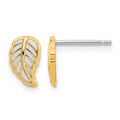 14K Two Tone Leaf Post Earrings