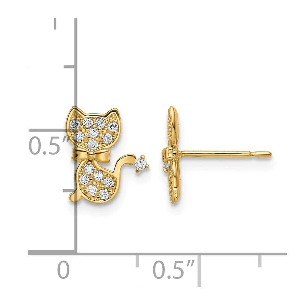 14k CZ Cat Post Earrings