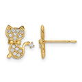 14k CZ Cat Post Earrings